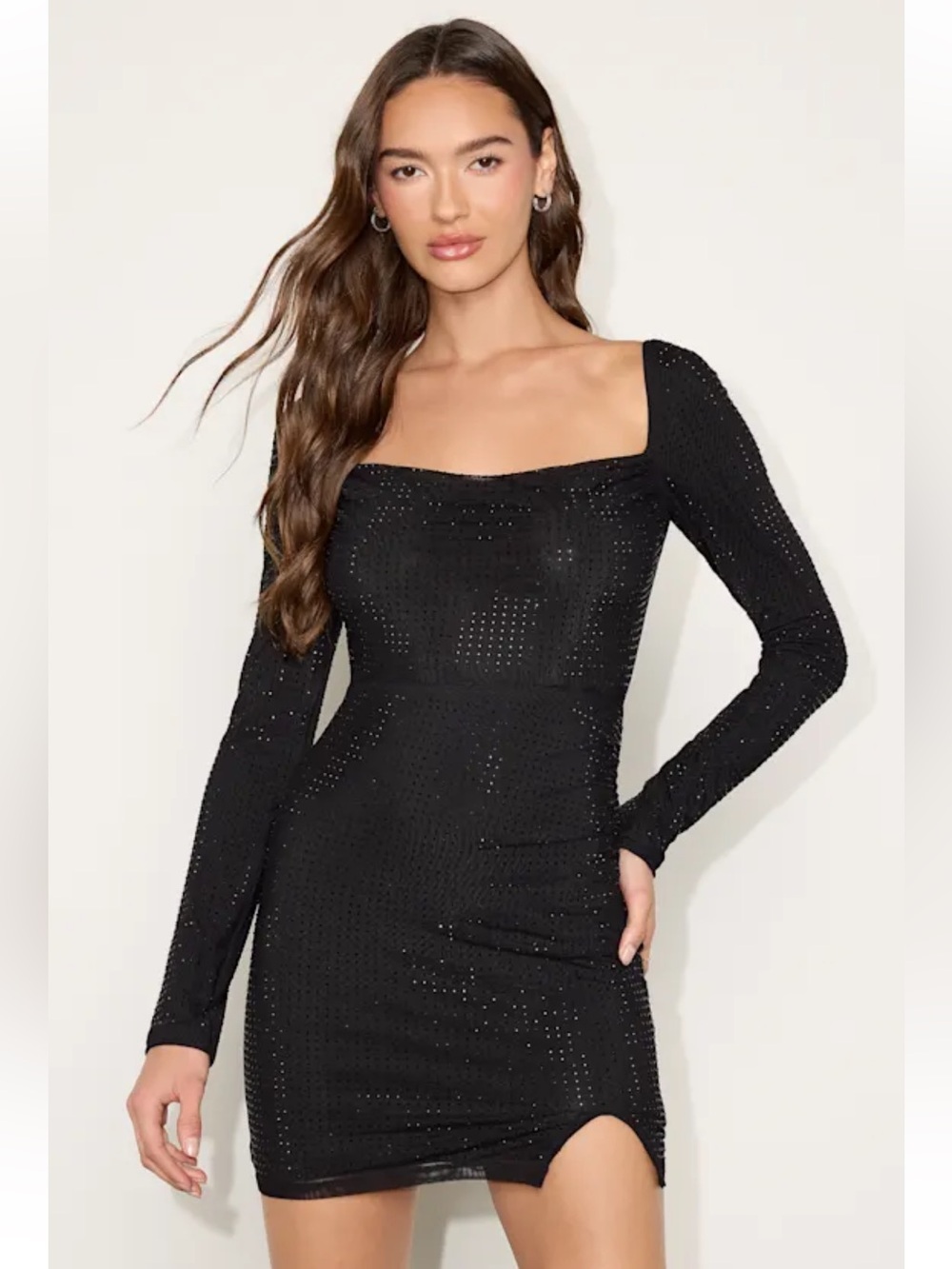 NWT Lulu’s Black Rhinestone Back-Tie Dress